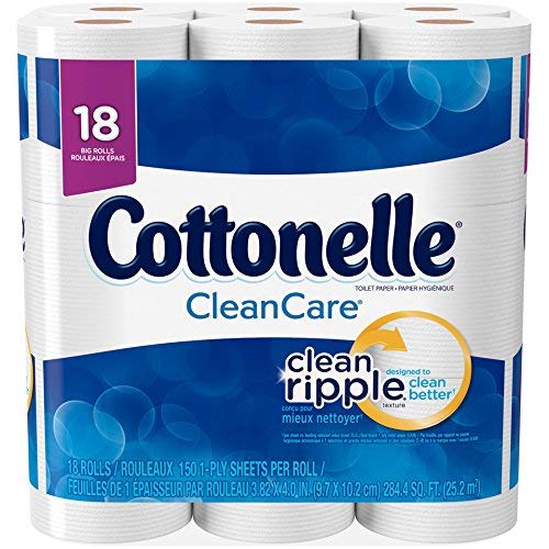 Cottonelle Clean Care Big Roll Toilet Paper Bath Tissue, 18 Rolls, 150 Sheets per roll