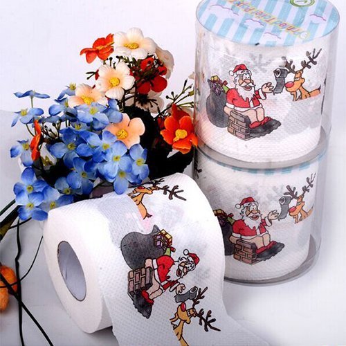 Chenkou Craft 1roll Santa Claus Merry Christmas Toilet Paper Table Living Room Bathroom Tissue