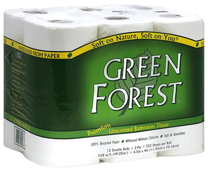 Green Forest Premium 100% Recycled Bathroom Tissue, 352 sheets, 12 rolls (Pack of 4)