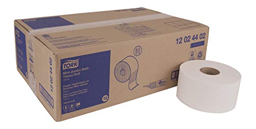 Tork Advanced 12024402 Mini Jumbo Bath Tissue Roll, 2-Ply, 7.36