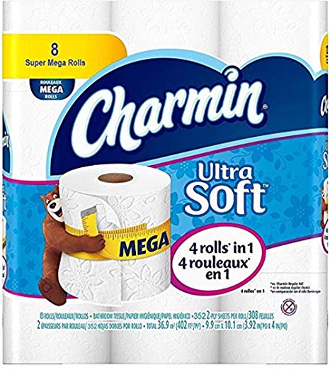 Charmin Ultra Soft Flushable Toilet Paper, 8 Mega Rolls - 352 Count Each (2,816 Sheets)