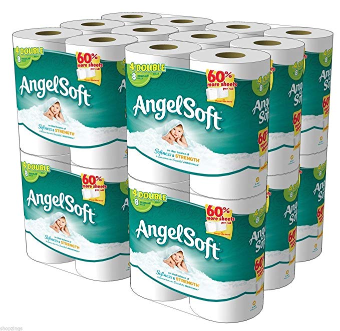Angel Soft 48 Double Roll Toilet Paper. Bath Tissue 2 Ply Bulk Lot Pack Bathroom
