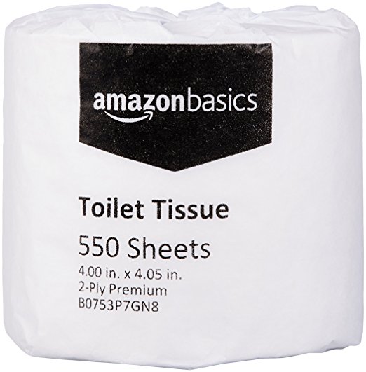 AmazonBasics Professional Toilet Tissue for Businesses, 2-Ply, 550 Sheets per Roll, 80 Rolls