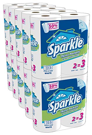 Sparkle, Giant Rolls, Pick-A-Size, White, [2 Rolls*10 Pack] = 20 Total Count(Packaging May Vary)