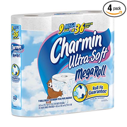 Charmin Ultra Soft Mega Rolls, 9-Count (Pack of 4)