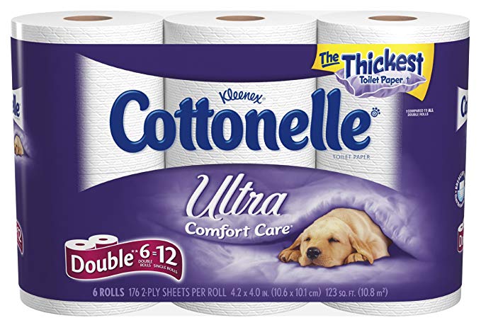 Cottonelle Ultra Double Roll Toilet Paper, White 176 sheets 6 ea