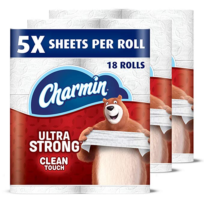 Charmin Ultra Strong Toilet Paper, Family Mega Roll with Clean Touch (5X More Sheets, 18 Count