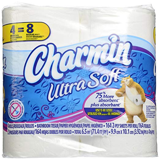 Charmin Ultra Soft Toilet Paper Double Rolls, 164 sheets, 4 rolls