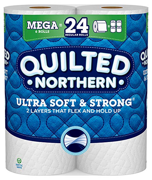 Quilted Northern Ultra Soft & Strong Toilet Paper, 6 Mega Rolls, 6= 24 Regular Bath Tissue Rolls