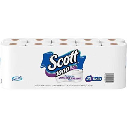 Scott 1000 Sheets Per Roll Toilet Paper, Bath Tissue, 20 Rolls