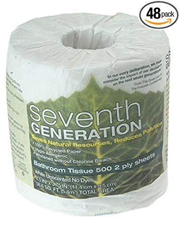 Seventh Generation Bathroom Tissue, 2-Ply Sheets, 500-Sheet Rolls (Pack of 48)
