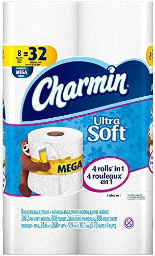 Charmin Ultra Soft Flushable Toilet Paper, 8 Mega Rolls - 308 Count Each ( 2,464 Sheets)