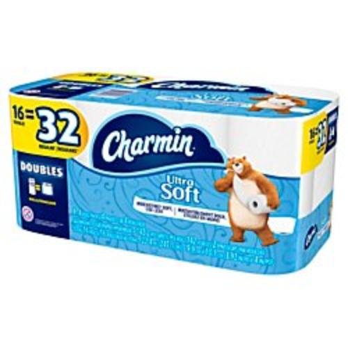 Charmin 2-Ply Bathroom Tissue, Ultra Soft, White, 142 Sheets Per Roll, Pack Of 16 Rolls