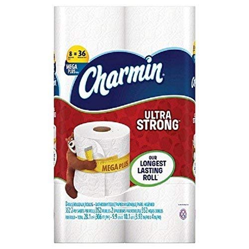 Charmin Ultra Strong Flushable Mega Toilet Paper, Our Longest Lasting Bathroom Tissue - 8 SUPER MEGA FAMILY ROLLS – 352, 2-Ply Sheets, Per Roll - 2,784 Sheets In Total