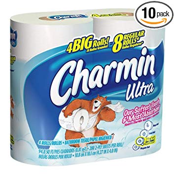 Charmin Ultra Bathroom Tissue, 4 Big Rolls (Pack of 10)