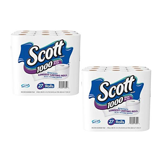 Scott 1000 Sheets Per Roll Toilet Paper, 27 Rolls (2 pack)