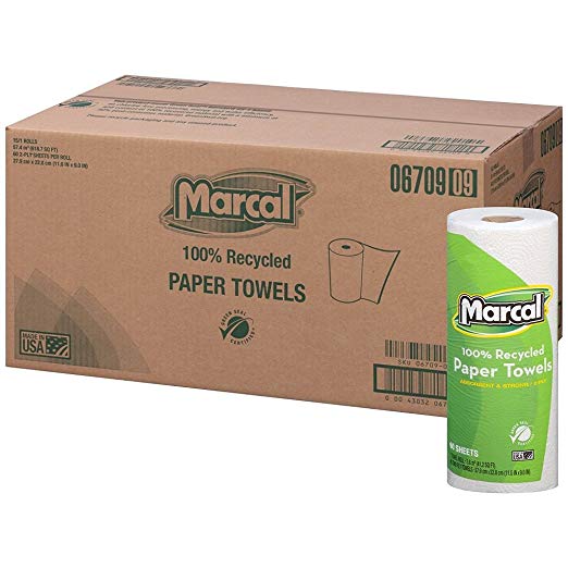 Marcal 6709 100% Recycled Roll Towels, 2-Ply, 9 x 11, 60 Sheets, 15 Rolls/Carton