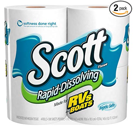 Scott Rapid Dissolve Bath Tissue, 4-Rolls (Pack of 2)
