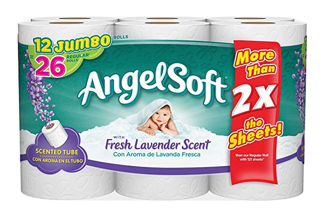 Angel Soft Toilet Paper with Fresh Lavender Scent, 12 Jumbo Rolls, Bath Tissue (1)