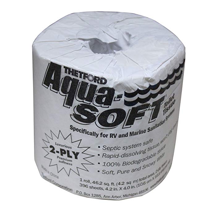 Thetford 24033 Aqua-Soft Single Roll 2-Ply Toilet Tissue