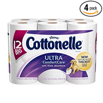 Cottonelle Ultra Comfort Care Toilet Paper, Big Roll, 12 Rolls, Packs of 4 (48 Rolls)
