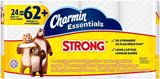 Charmin Essentials Strong Toilet Paper, Bath Tissue, Giant Roll, 24 Count