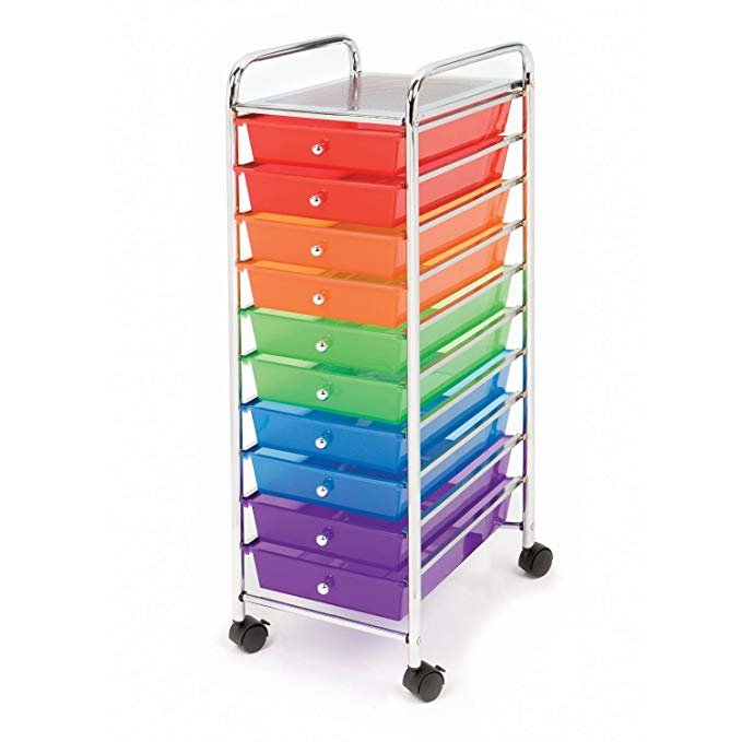 Seville Classics 10-Drawer Organizer Cart, Multi Color (5, Multi-color)