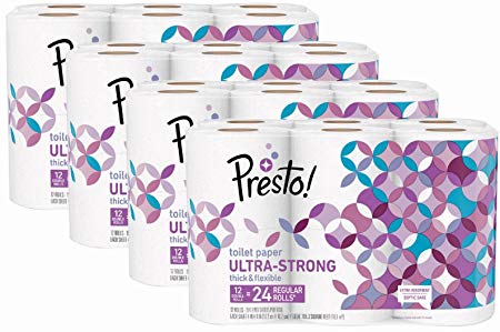 Amazon Brand - Presto! 154-Sheet Roll Toilet Paper, Ultra-Strong, 48 Count (for Small Roll Holders)
