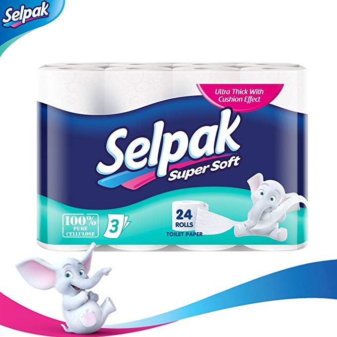 Selpak Super Soft 3 Ply Toilet Paper, 24 Rolls
