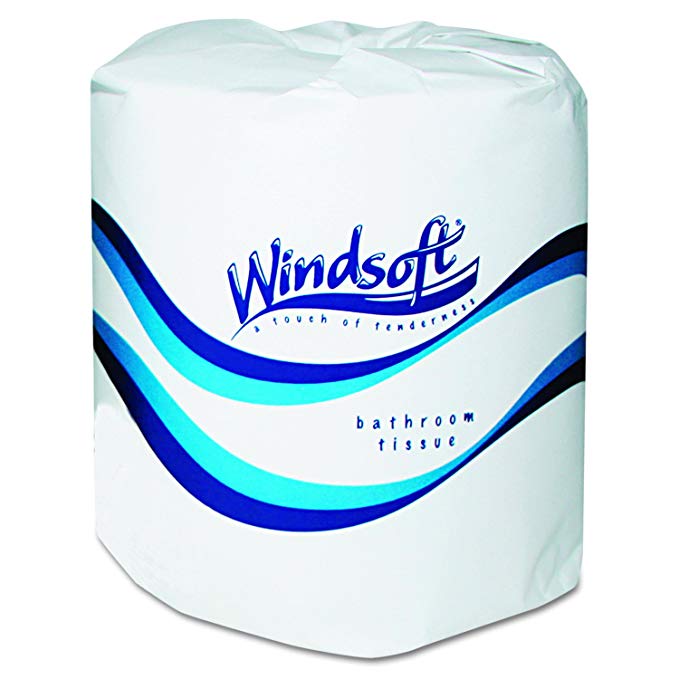 Windsoft 2400 Single Roll Two Ply Premium Bath Tissue (Case of 24 Rolls)