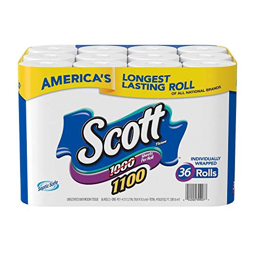 Scott Bath Tissue, 36 Bonus Pack 1,100 Sheets per Roll