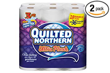 Quilted Northern Ultra Plush Bathroom Tissue, 18 Count (Pack of 2)