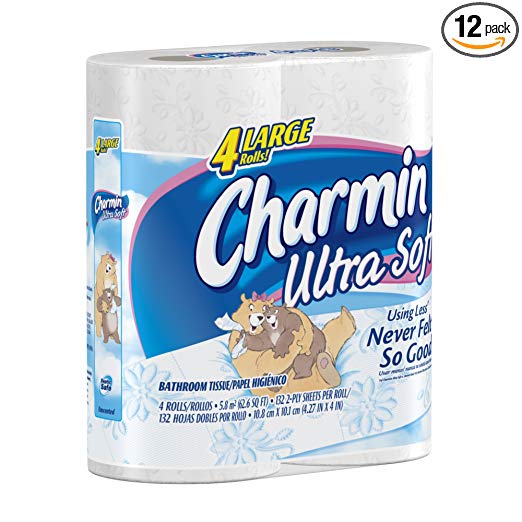 Charmin Ultra Soft Toilet Paper Large Rolls, 4-Count (Pack of 12)
