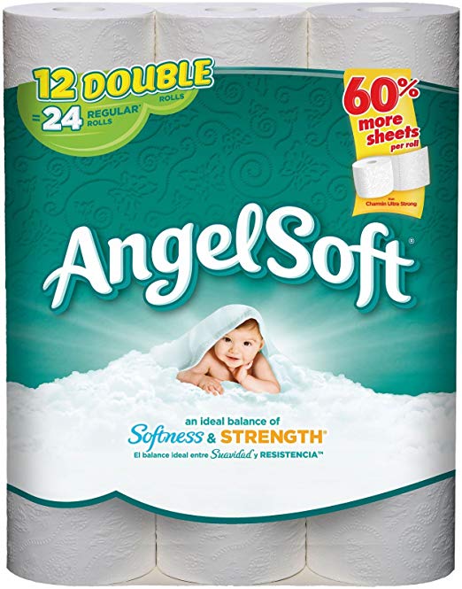 Angel Soft Toilet Tissue, White - Double Roll - 12 pk