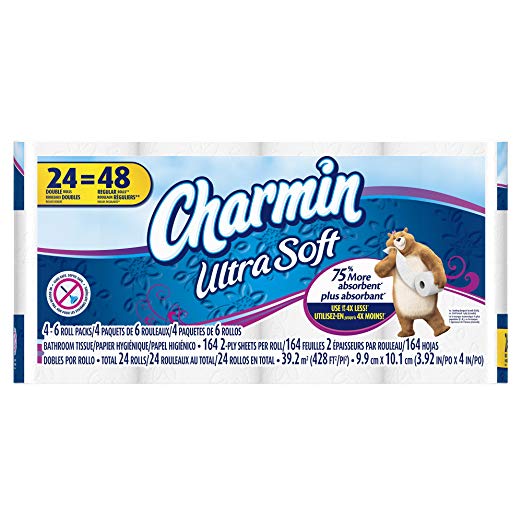 Charmin Ultra Soft Toilet Double Paper Rolls, 24 Count