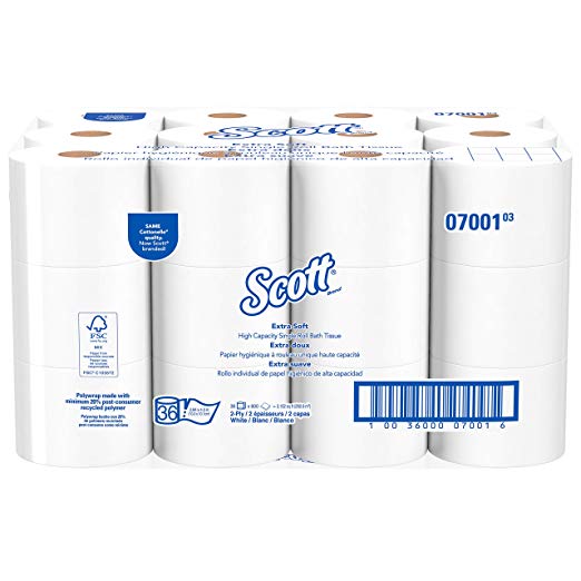 Cottonelle Coreless Toilet Paper (07001), Standard Rolls, 36 Rolls/Case, 800 Sheets/Roll, 28,800 Sheets/Case