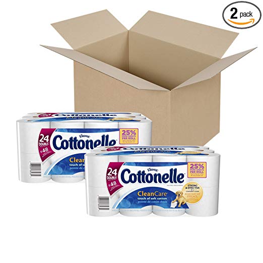 Cottonelle Clean Care Toilet Paper, Double Roll, 24 Rolls, Pack of 2 (48 Rolls)