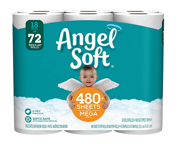 Angel Soft Toilet Paper, 18 Mega Rolls, Bath Tissue (1)