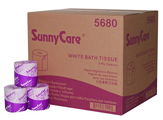 SunnyCare 5680 White Two-ply Bathroom Tissue Toilet Paper 4.5in x 4.0in 500sheets/roll, 80rolls/case by SunnyCare
