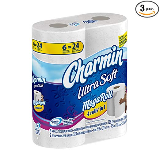 Charmin Ultra Soft Toilet Paper 6 Mega Rolls (Pack of 3)