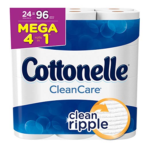 Cottonelle Clean Care Toilet Paper, Bath Tissue, 24 Mega Toilet Paper Rolls