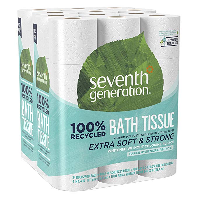 Seventh Generation Toilet Paper, Bath Tissue, 100% Recycled Paper, 24 Count (Pack of 2)