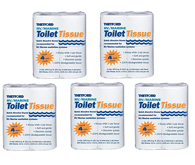 RV/Marine Toilet Tissue - Toilet Paper for RV and Marine - 1-ply - 4 rolls - Thetford 20804 (5)