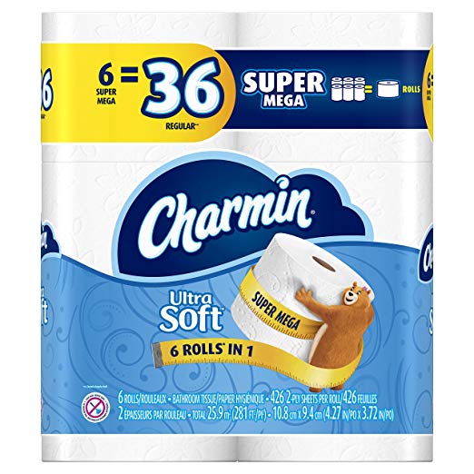 Charmin Ultra Soft Toilet Paper Super Mega Rolls, 6 Count
