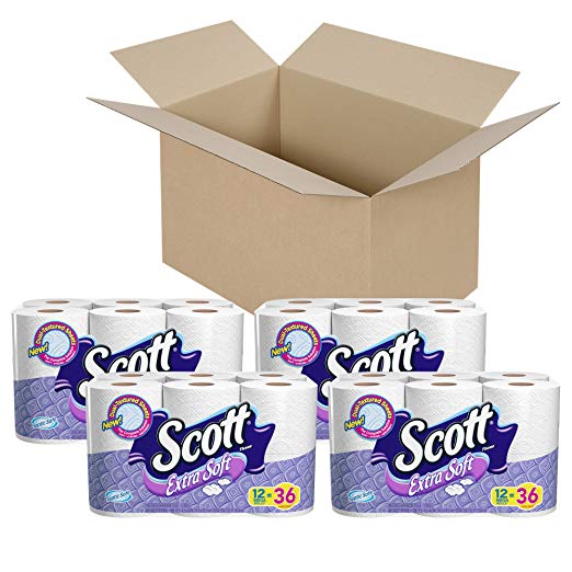 Scott Extra Soft Bath Tissue, Mega Roll, 12 Rolls, Packs of 4 (48 Rolls)