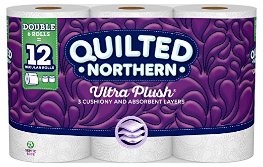 Quilted Northern Ultra Plush Toilet Paper, 6 Double Rolls, 6 = 12 Regular Bath Tissue Rolls