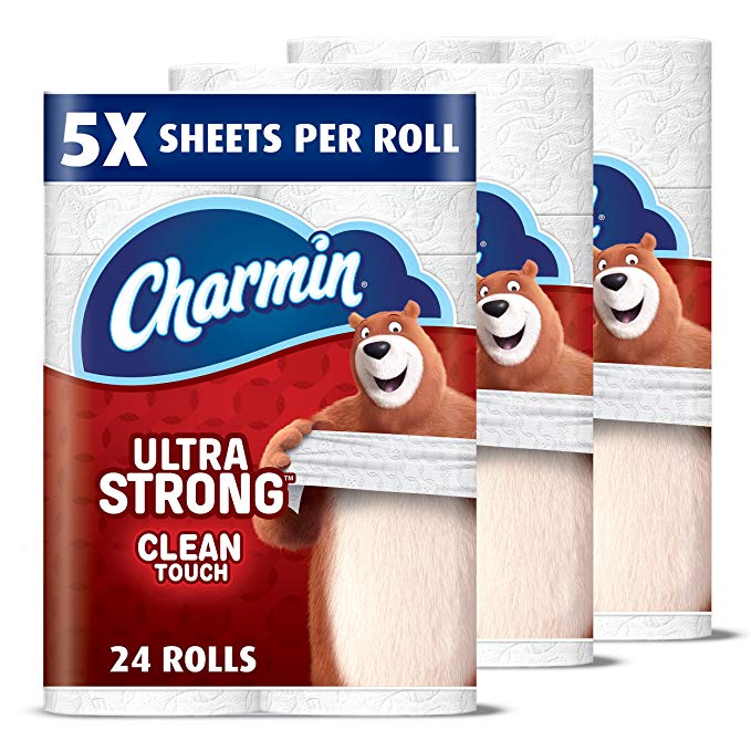 Charmin Ultra Strong Toilet Paper, Family Mega Roll with Clean Touch (5X More Sheets, 24 Count