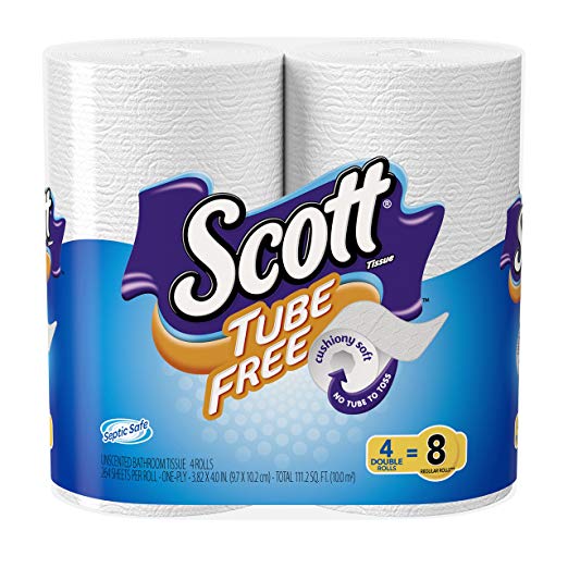 Scott Tube-Free Toilet Paper, 4 Double Rolls