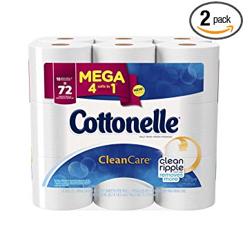 Cottonelle CleanCare Mega Roll Toilet Paper, Bath Tissue, 18 Count (Pack of 2)