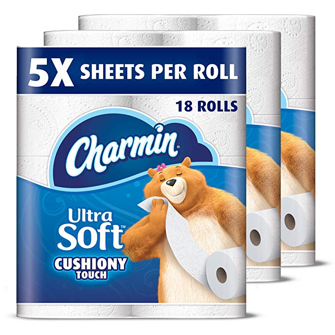 Charmin Ultra Soft Toilet Paper, Family Mega Roll with Cushiony Touch (5X More Sheets, 18 Count